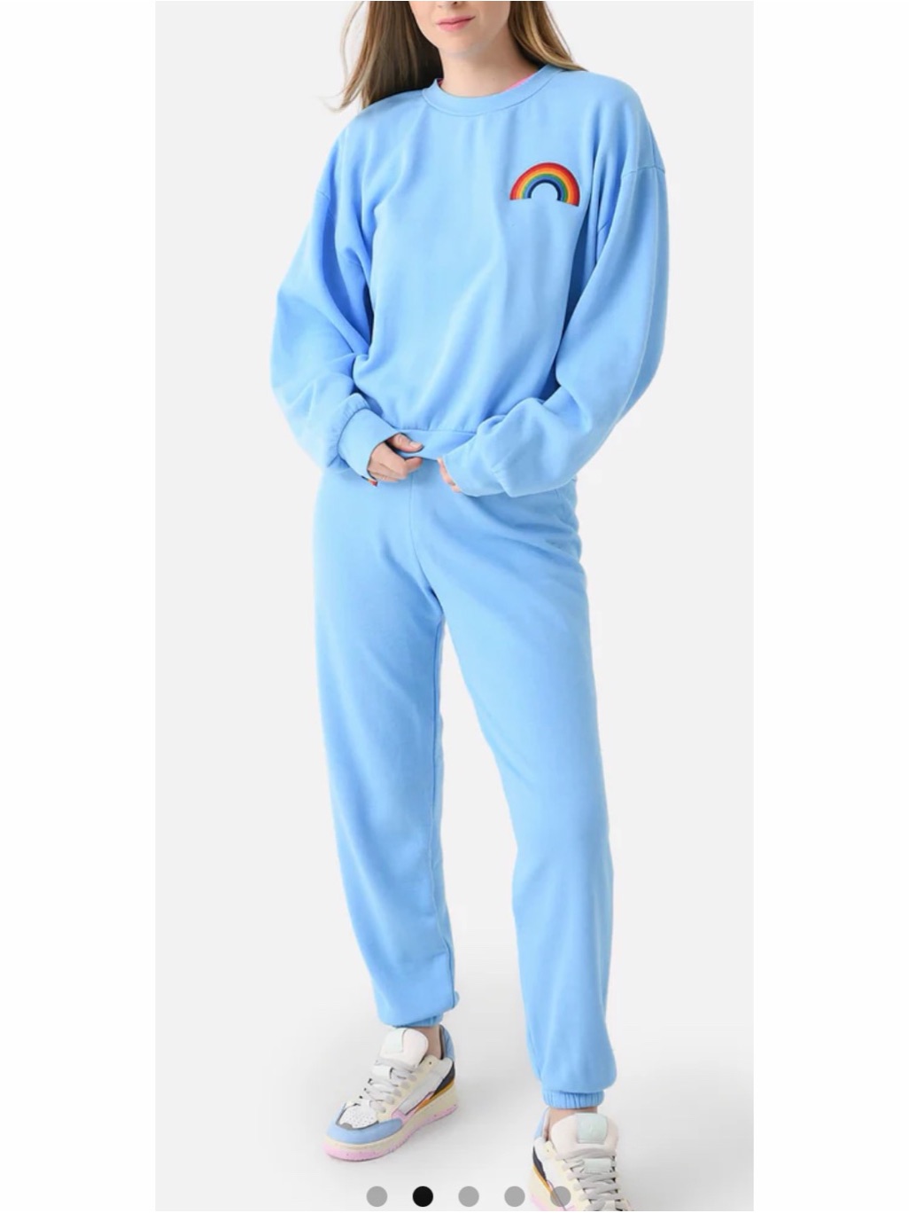 #1806 Aviator Nation Rainbow Embroidery Relaxed Crew Sweatshirt & Pant Set Xl